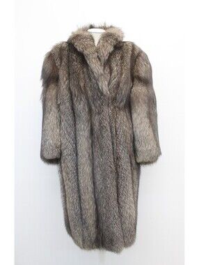 EXCELLENT NATURAL INDIGO FOX FUR COAT JACKET WOMEN WOMAN SIZE 6-8 SMALL/MEDIUM